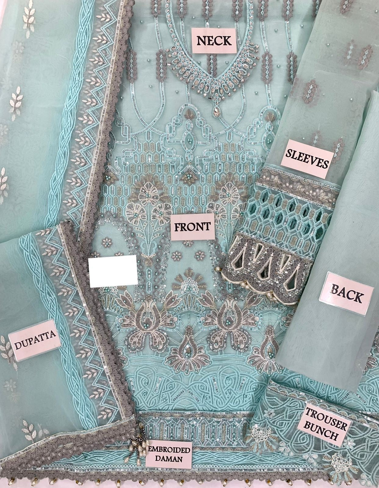 Flossie Festive Organza Embroidered Suit (unstitched)
