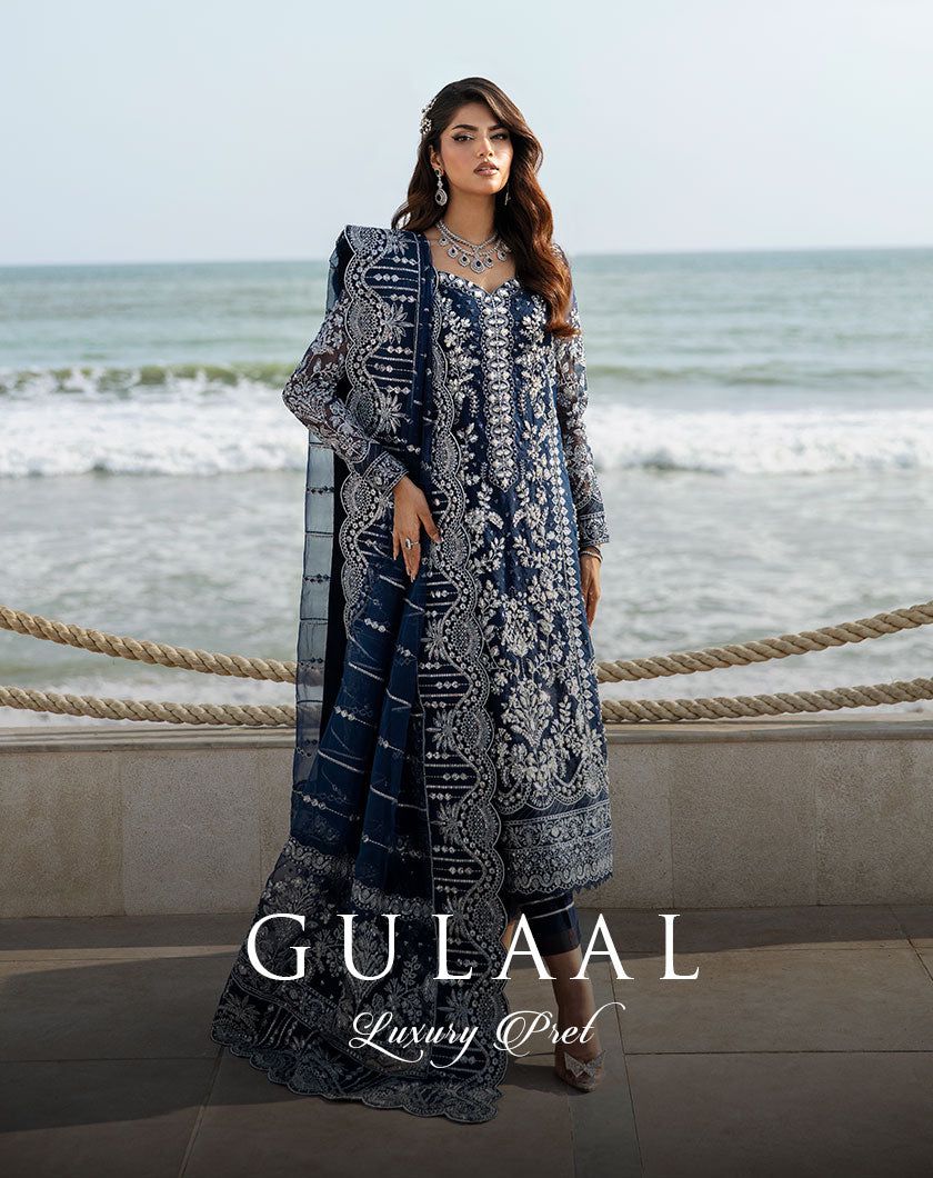 Gulaal Master Replica Net Embroidered Suit with Dupatta (unsitched)