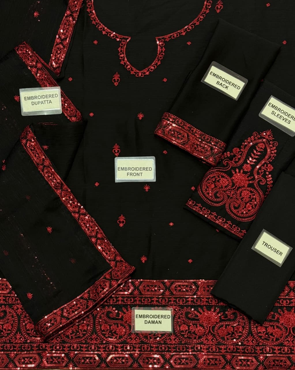 Baroque Unstitched Replica Chiffon Suit with Malai Trouser (unstitched)