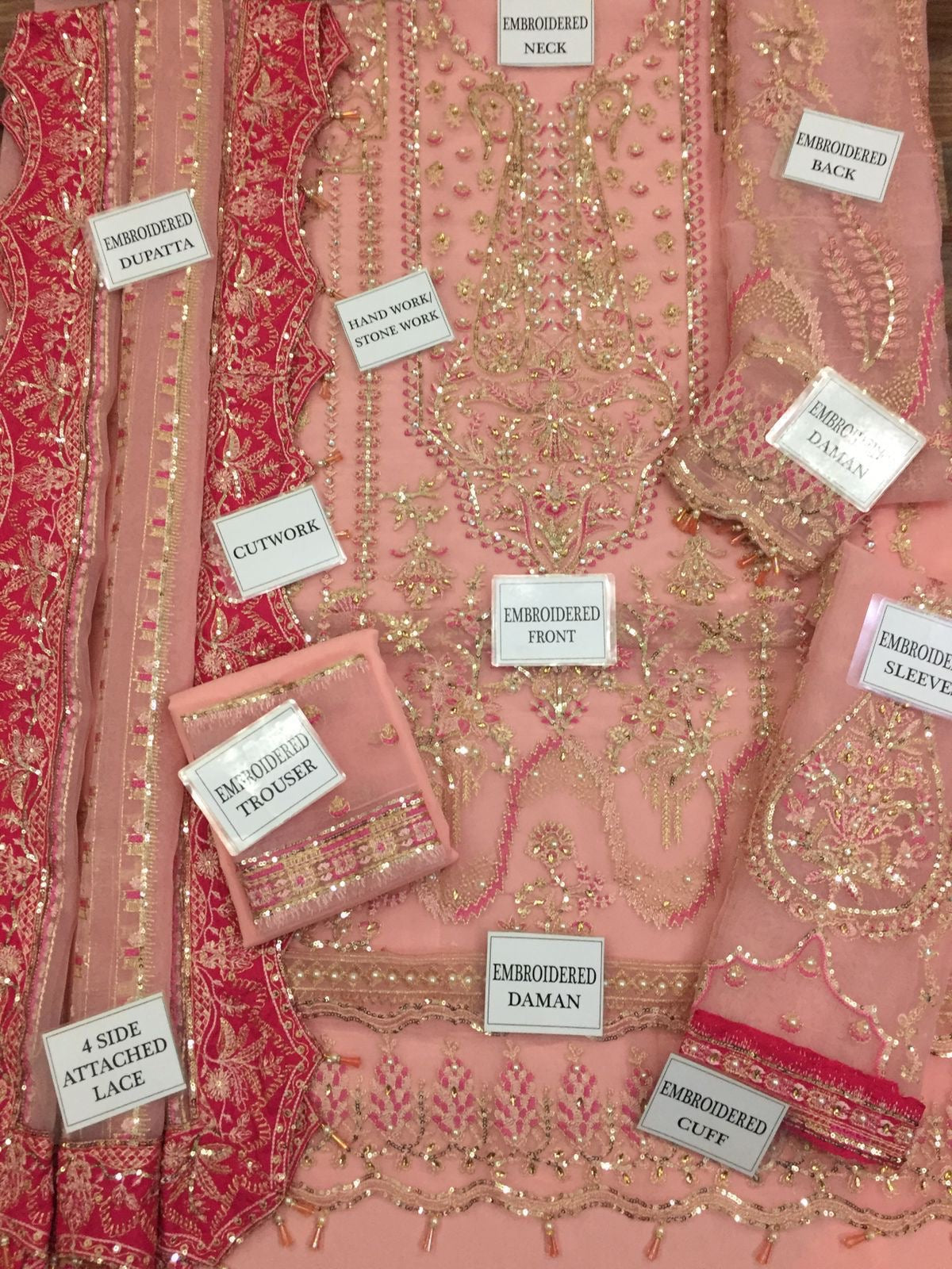 Afrozeh Stonework Organza 3PC (unstitched)