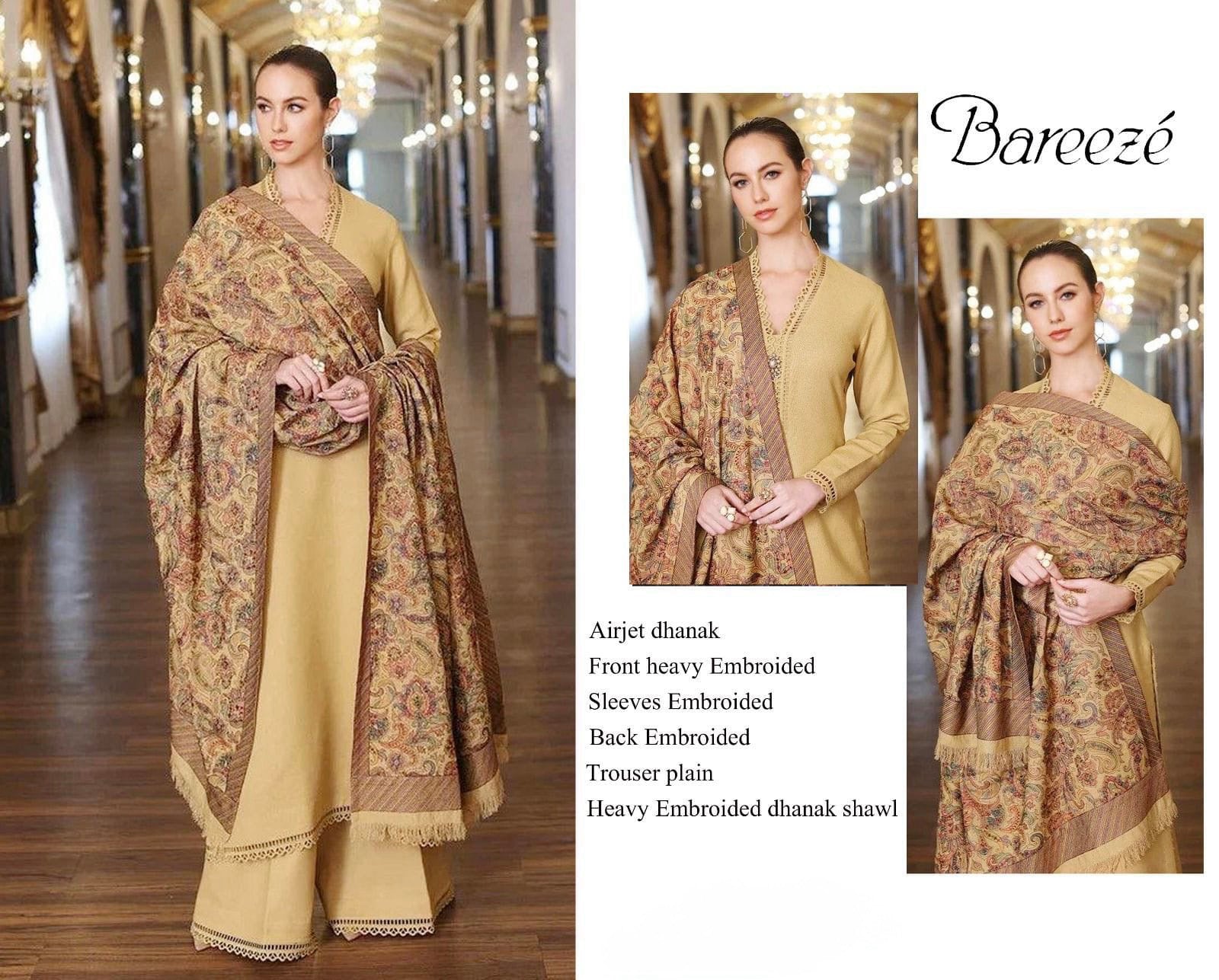 Bareeze Premium Dhanak Suit with Full Heavy Embroidered Shawl (unstitched)