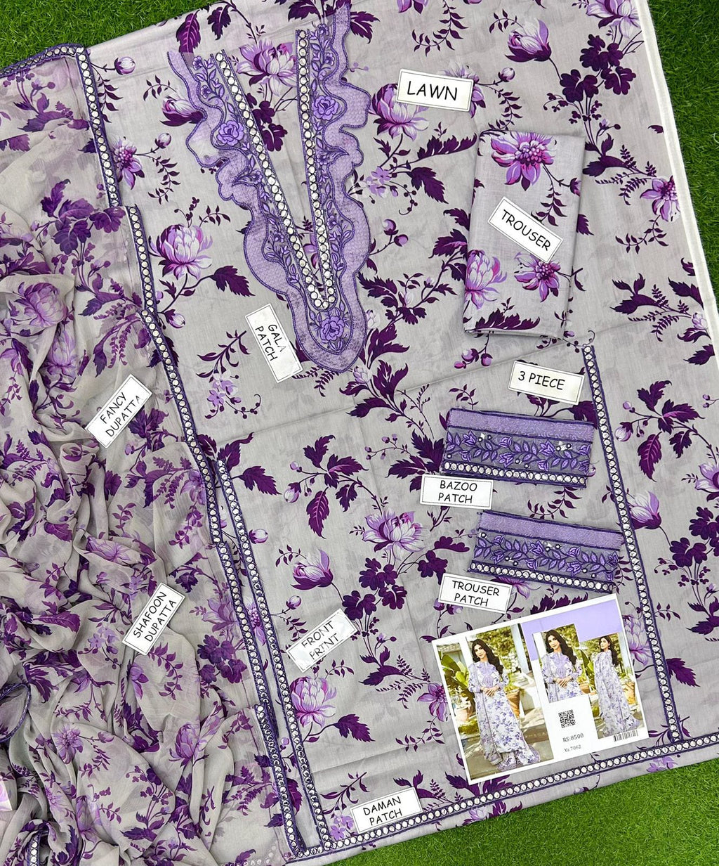 Aneela's 3PCs Lawn Embroidered Summer Collection (unstitched)