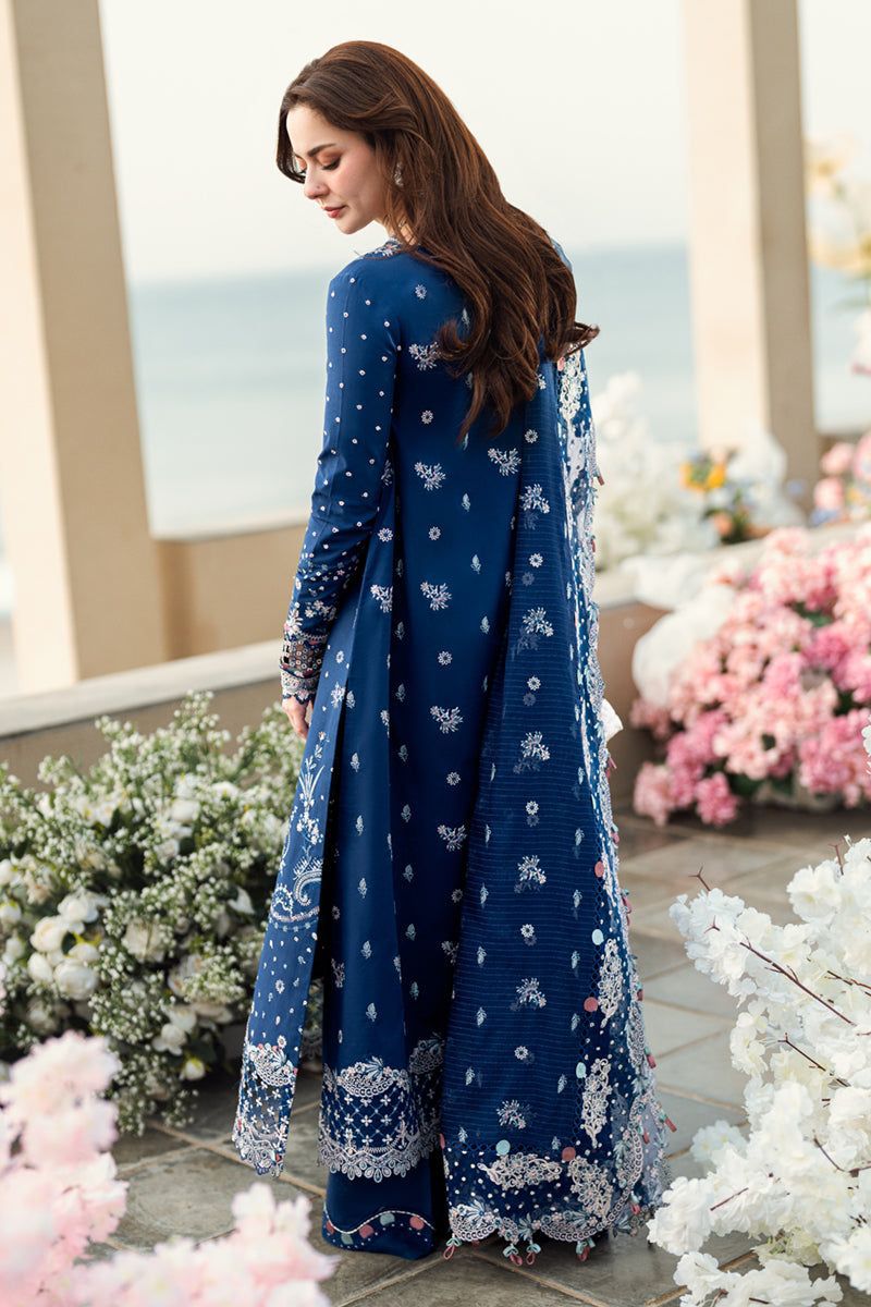 Qalmakar Ware by Hania Amir Unstitched Suit Blue