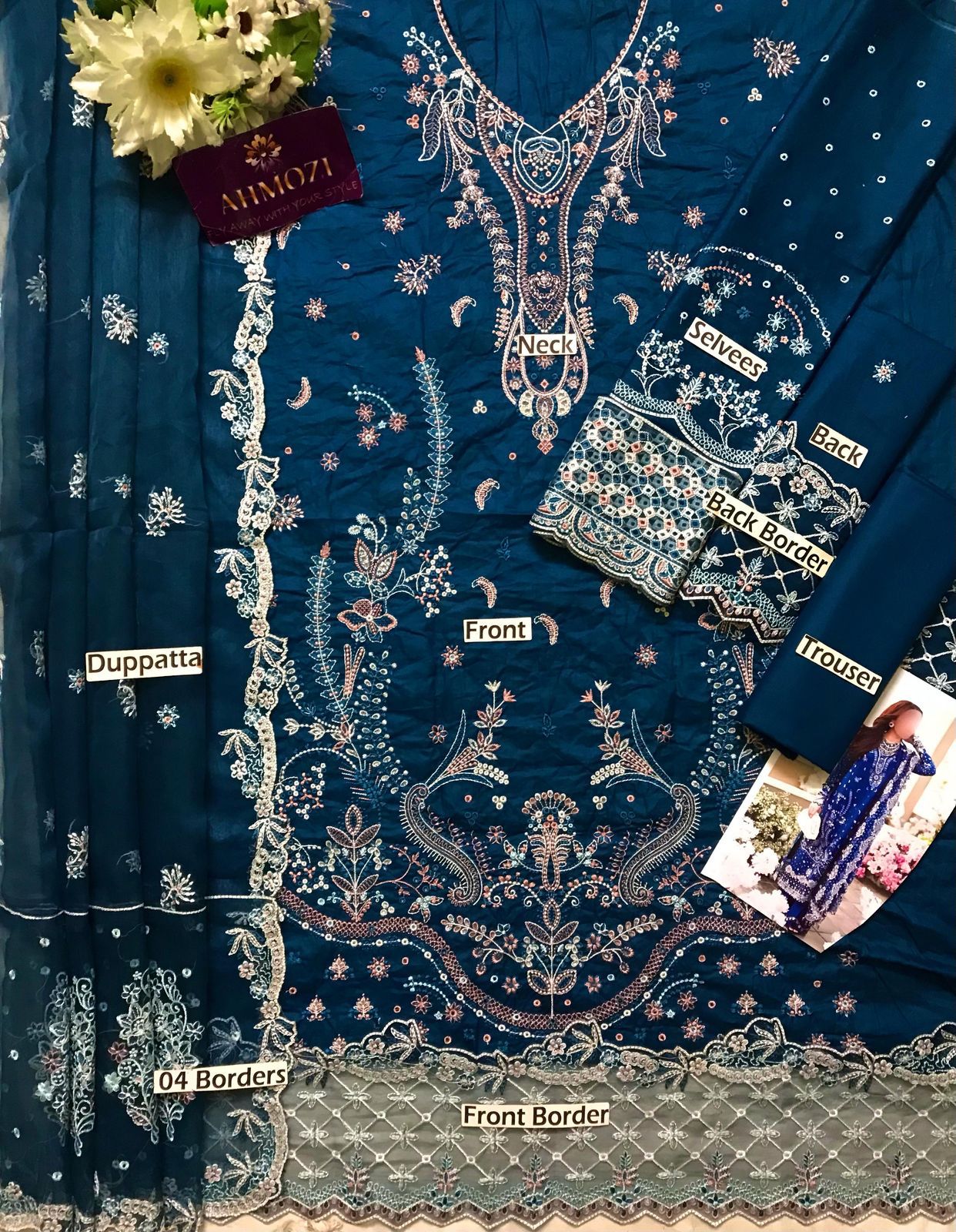 Qalmakar Ware by Hania Amir Unstitched Suit Blue