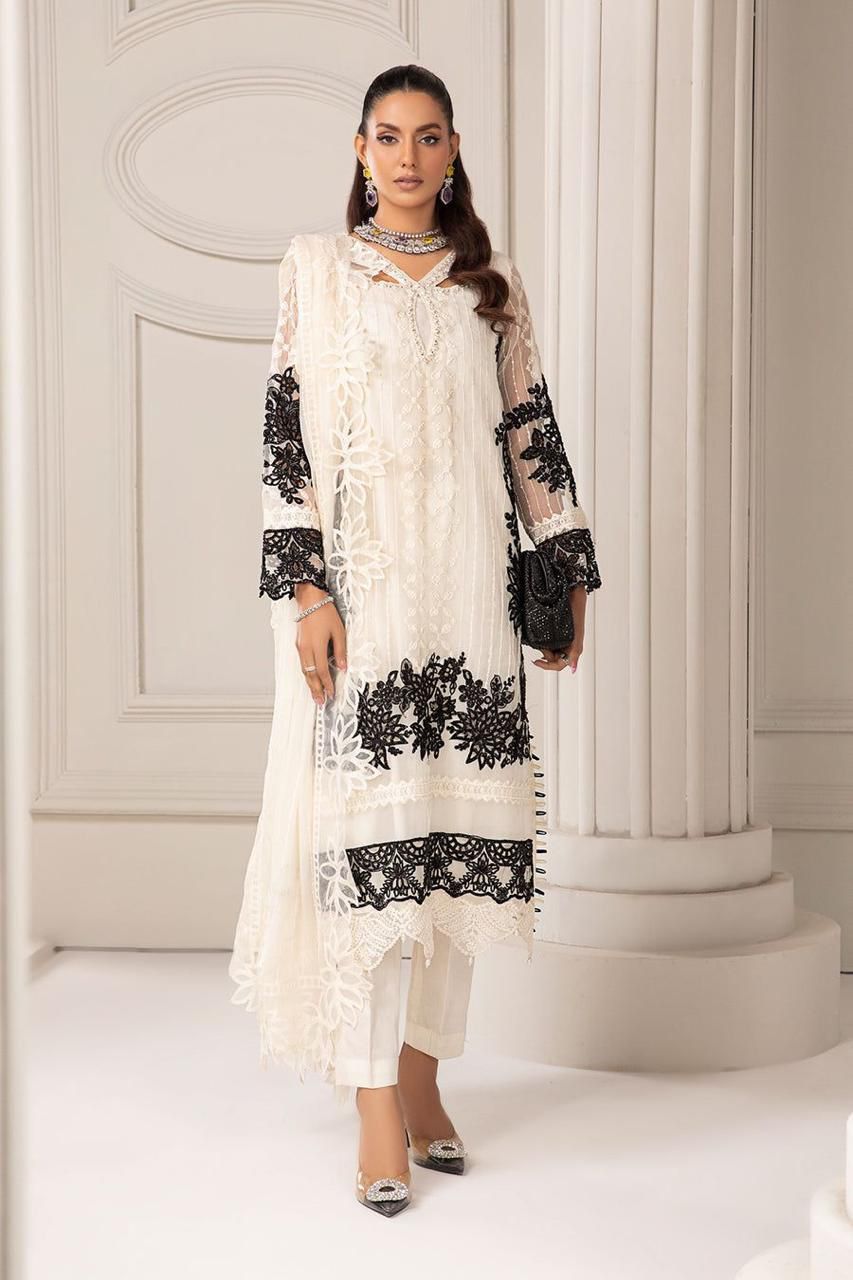 Maria B Organza Fully Embroidered with 4 side cutwork