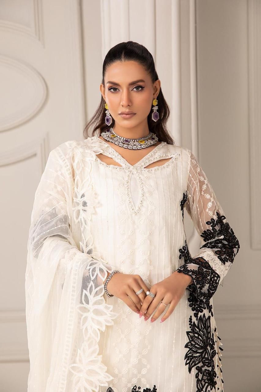 Maria B Organza Fully Embroidered with 4 side cutwork