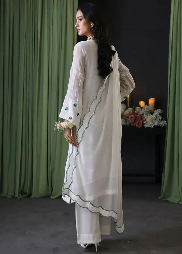 Azure Chiffon Fully Embroidered (Unstitched Suit)