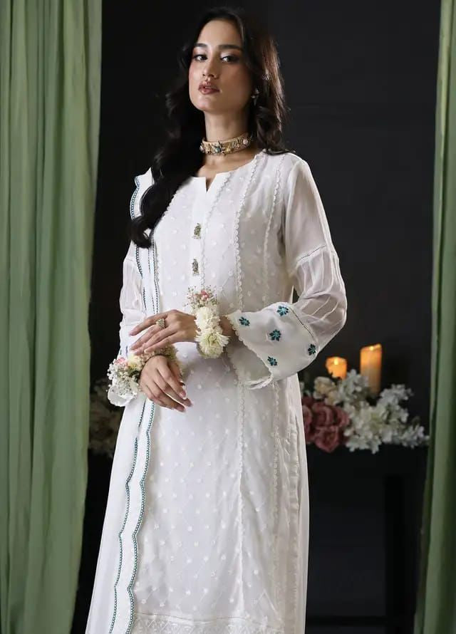 Azure Chiffon Fully Embroidered (Unstitched Suit)