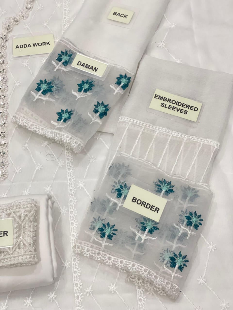 Azure Chiffon Fully Embroidered (Unstitched Suit)
