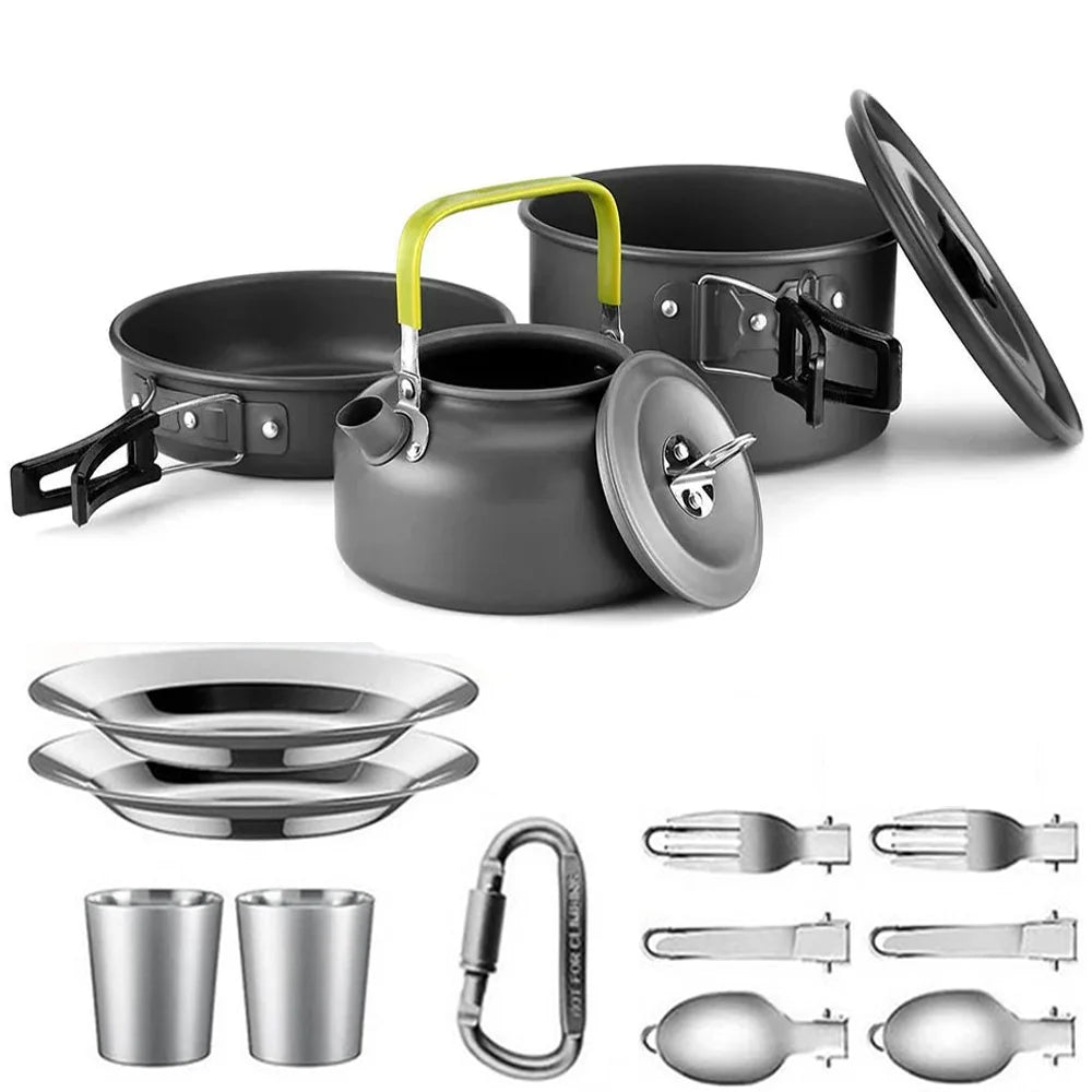 Camping Cookware Set – Lightweight Non-Stick Pots, Pan & Teapot