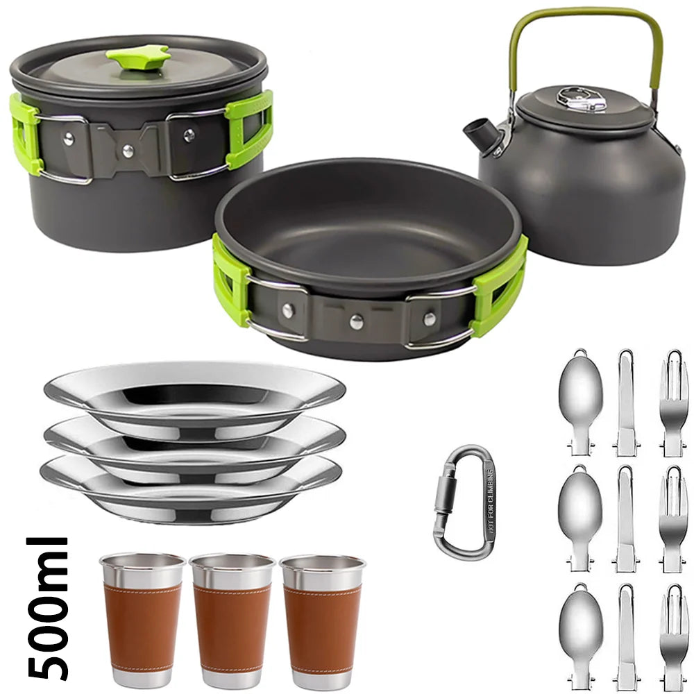 Camping Cookware Set – Lightweight Non-Stick Pots, Pan & Teapot