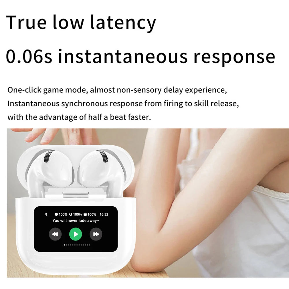 A12 Pro TWS Wireless Earbuds – ENC Noise Cancellation, Touch LCD, Super Bass, Equalizer & Long Battery Life