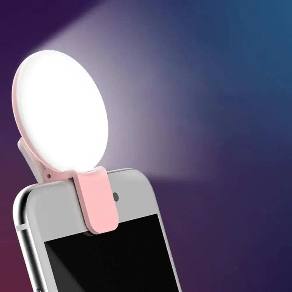 Mobile Phone LED Selfie Ring Light – Portable Mini Clip-On with 3-Level Dimming, USB Rechargeable, Durable Fill Light for Phone & Tablet