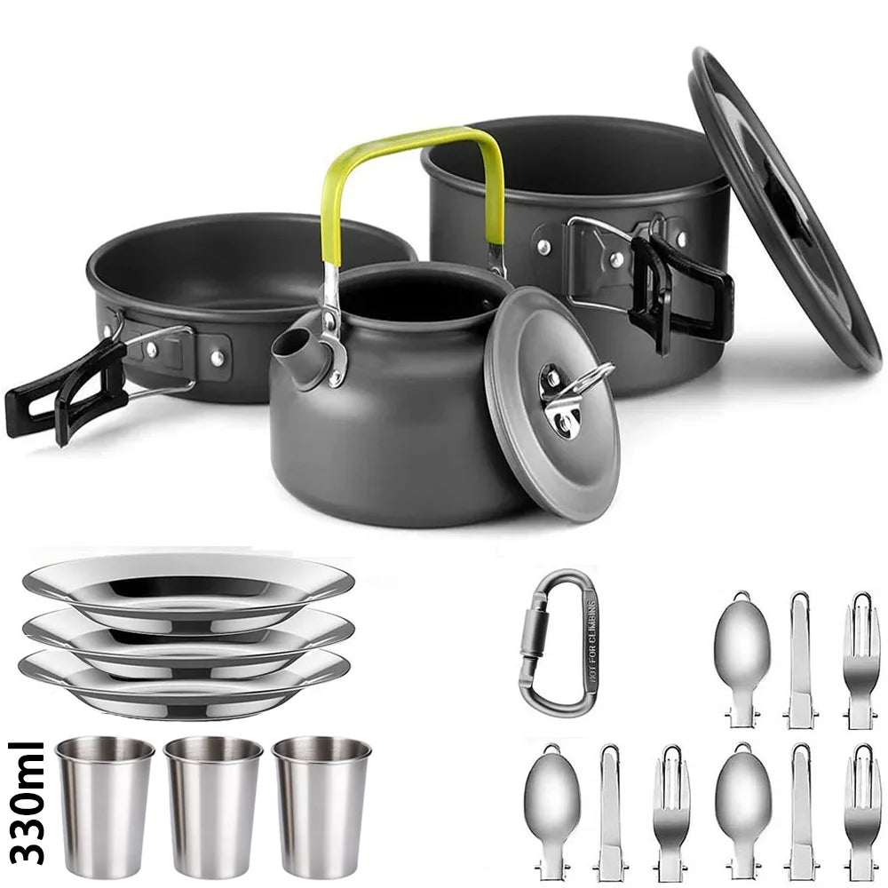 Camping Cookware Set – Lightweight Non-Stick Pots, Pan & Teapot