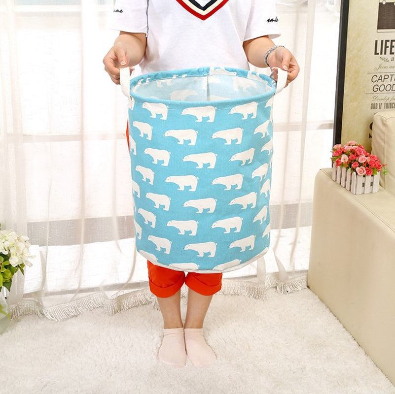 Foldable Cotton & Linen Laundry Basket – Multi-Design Storage Bin