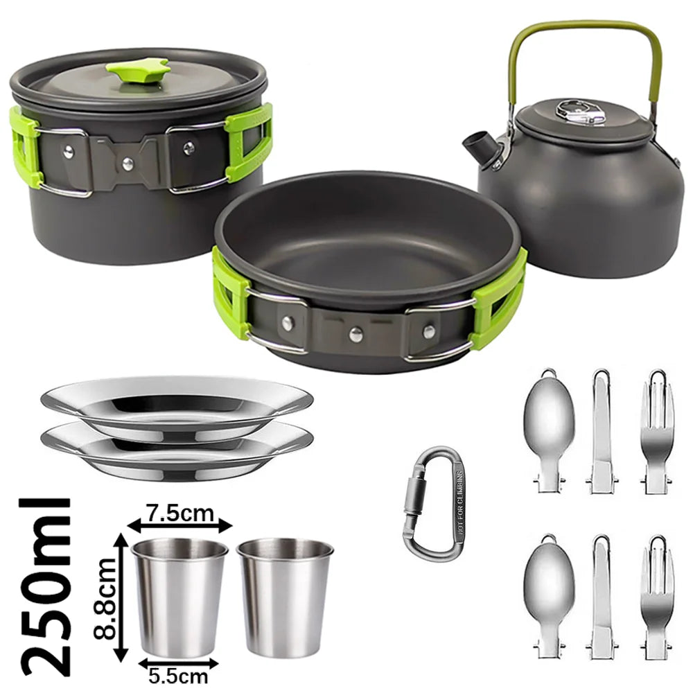 Camping Cookware Set – Lightweight Non-Stick Pots, Pan & Teapot