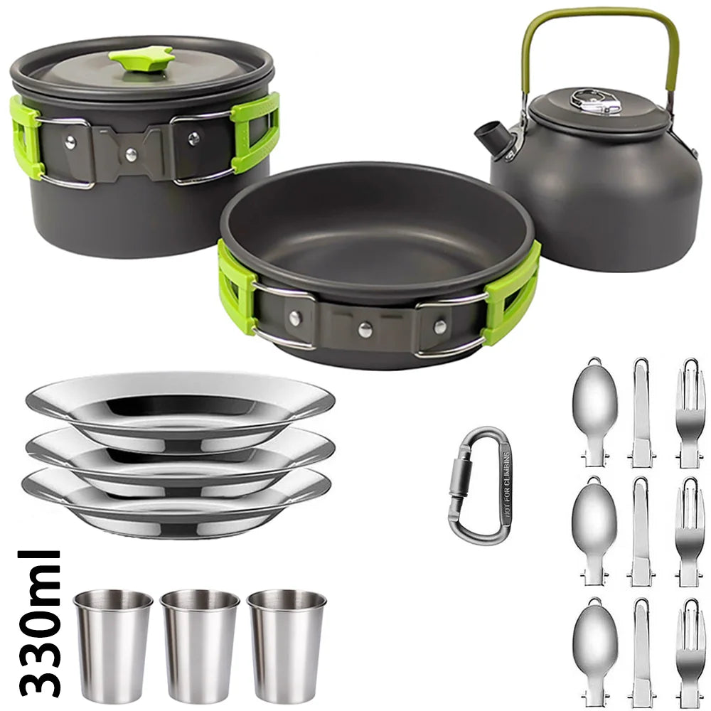Camping Cookware Set – Lightweight Non-Stick Pots, Pan & Teapot
