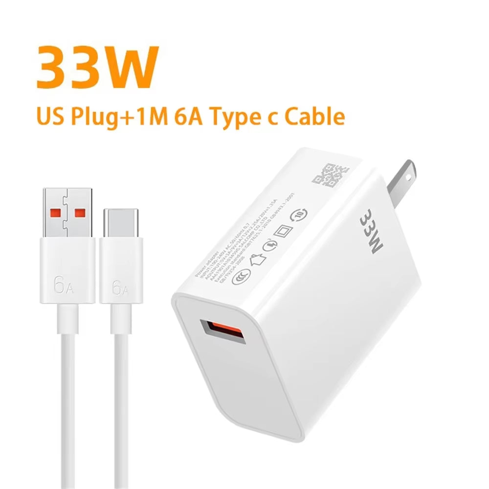 Original Xiaomi Charger 33W Fast Turbo Charge 6A Type C EU/US Variant