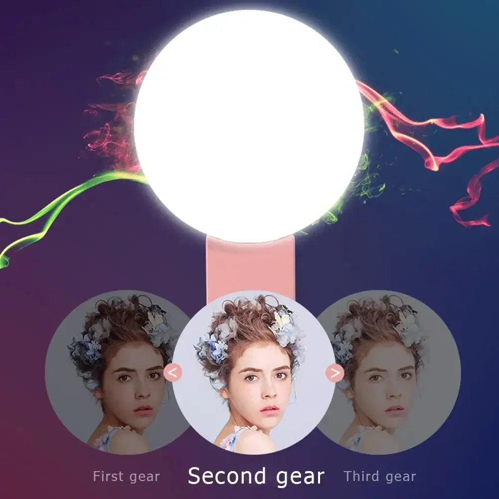 Mobile Phone LED Selfie Ring Light – Portable Mini Clip-On with 3-Level Dimming, USB Rechargeable, Durable Fill Light for Phone & Tablet