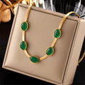 Stainless Steel Gold Color Crystal Necklace Jewellery for Women 