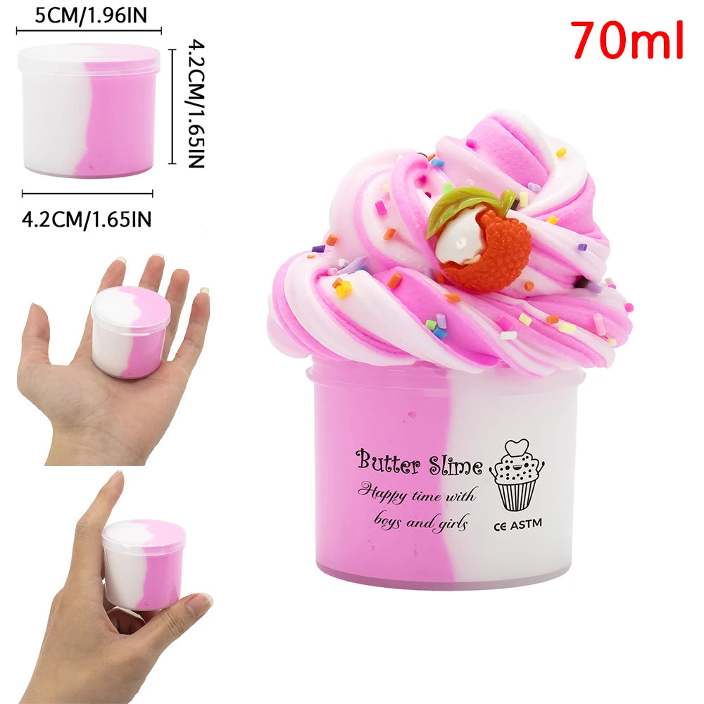 Butter Fluffy Slime Kit 70ml – Fruit Ice Cream Scented DIY Soft Sludge Clay Toy 