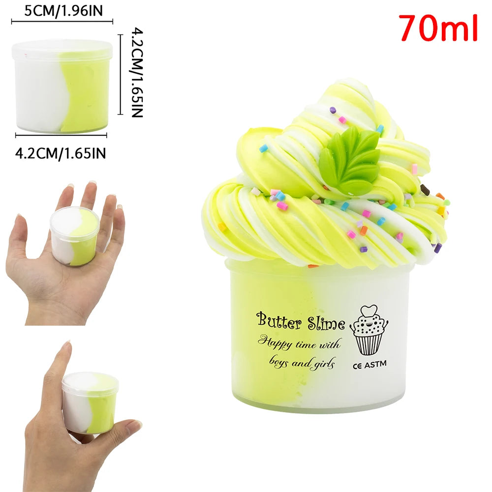 Butter Fluffy Slime Kit 70ml – Fruit Ice Cream Scented DIY Soft Sludge Clay Toy 