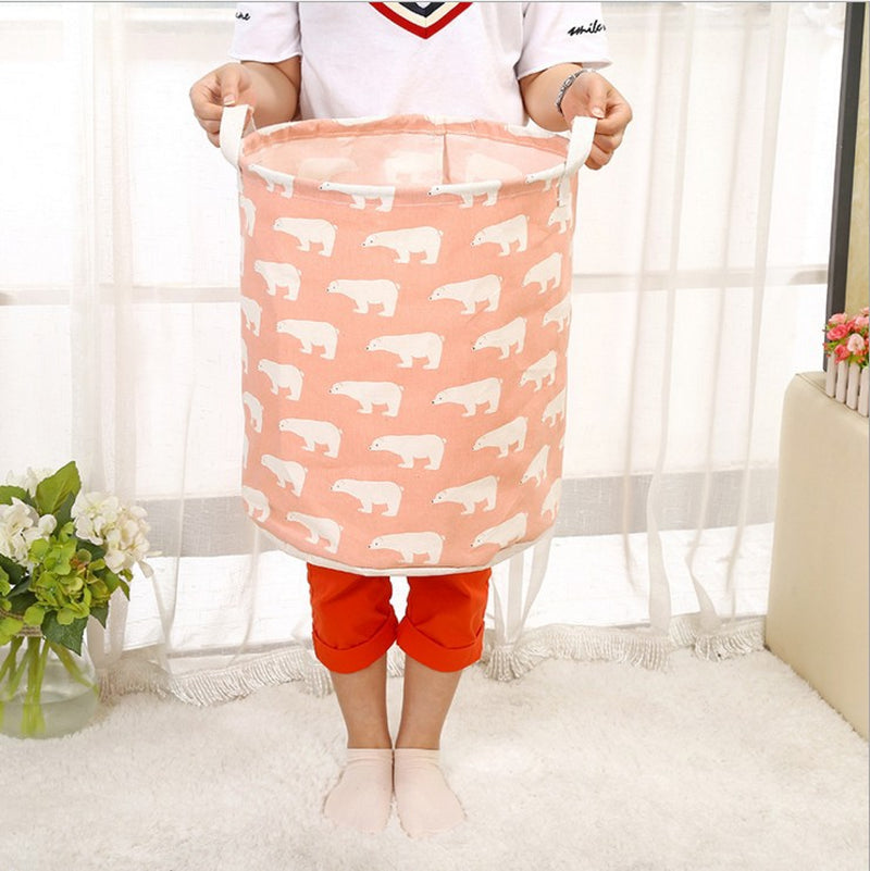 Foldable Cotton & Linen Laundry Basket – Multi-Design Storage Bin