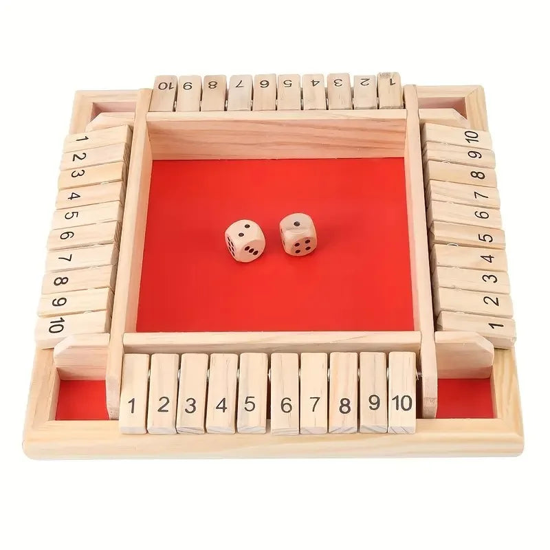 2-In-1 Wooden Dice Game Board, Family Party Fun Board Game, Multi-Color Chessboard Number Game