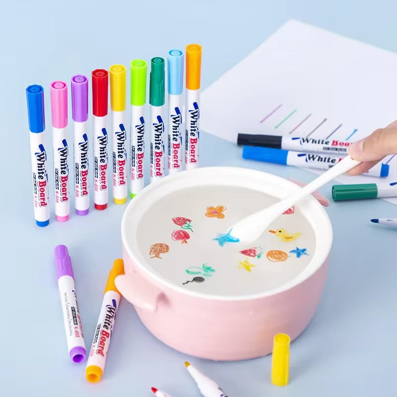 Magical Floating Water Pen Set – 8/12 Colors | Fun Whiteboard Marker
