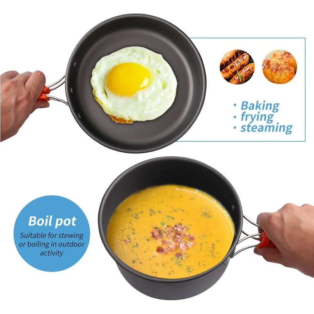 Camping Cookware Set – Lightweight Non-Stick Pots, Pan & Teapot